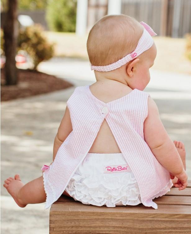 Rufflebutts - White Woven Ruffled Baby Bloomers 0-3M