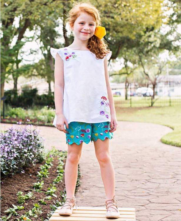 Rufflebutts - Embroidered Flutter A-Line Top - Toddler Girls