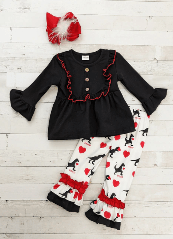 I Rawr You TRex Ruffled Tunic & Pants Outfit - Charlarue Kids Retail