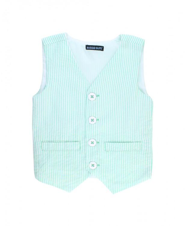 Ruggedbutts - Mint Seersucker Vest - Toddler Boys