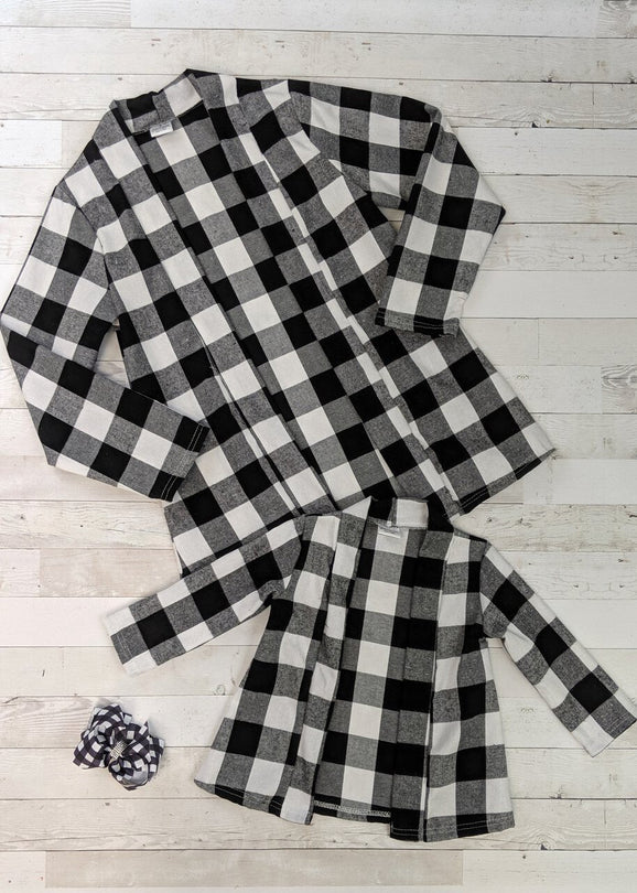 White Buffalo Plaid Flannel Cardigan