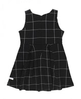RuffleButts: Black & White Windowpane Ponte Knit Dress For Girls - Charlarue Kids