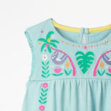 Embroidered Cotton Sloth Dress For Toddler Girl - Charlarue Kids Retail
