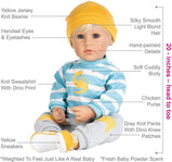 Adora - Toddler Time Realistic 20" Baby Doll - Dino Boy - Charlarue Kids Retail