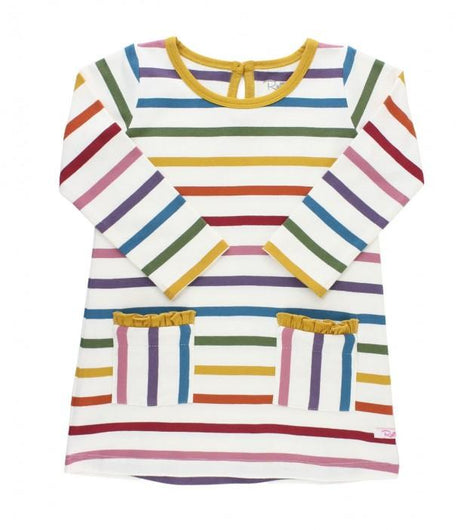 Rufflebutts - Harvest Rainbow Stripe Pocket Dress For Girls