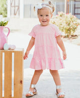 Rufflebutts - Pink Swiss Dot Tiered Dress - Toddler Girls