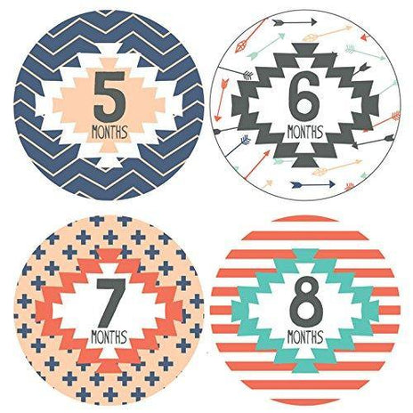 Lucy Darling - Tribal Print Pregnancy / Baby Growth Stickers, Months 1-12 - Charlarue Kids Retail