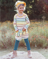 Rufflebutts - Harvest Rainbow Stripe Pocket Dress For Girls