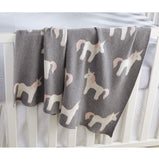 Mud Pie - Soft Cotton Nursery Decor Unicorn Blanket, Grey - Charlarue Kids Retail