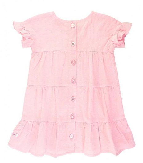 Rufflebutts - Pink Swiss Dot Tiered Dress - Toddler Girls