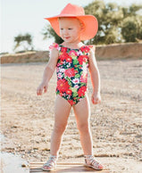 charlarue kids RuffleButts Sunset Garden Ruffle One Piece Swimsuit