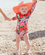 RuffleButts Sunset Garden One Piece Rash Guard Swimsuit toddler