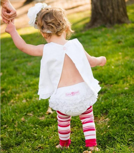 Rufflebutts - White Woven Ruffled Baby Bloomers 0-3M