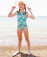 Rufflebutts - (UPF 50+) Fancy Me Floral Ruffle One Piece Swimsuit - Toddler Girls