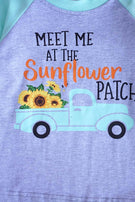 Meet Me At The Sunflower Patch Raglan Shirt Blue